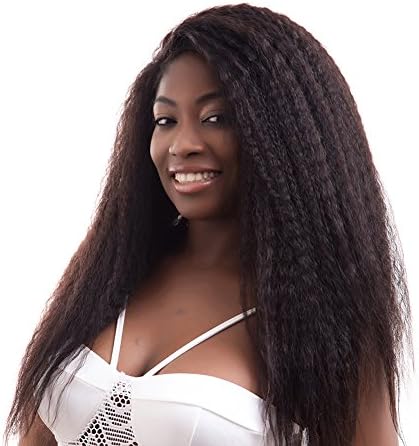 ISABEL Hair Human Hair Wigs, Kinky Straight Brazilian Human Hair,130% Density Italian Yaki Lace Front Wigs For Black Women,Virgin Remy Hair lace wigs With Baby Hair Natural Black 16Inch