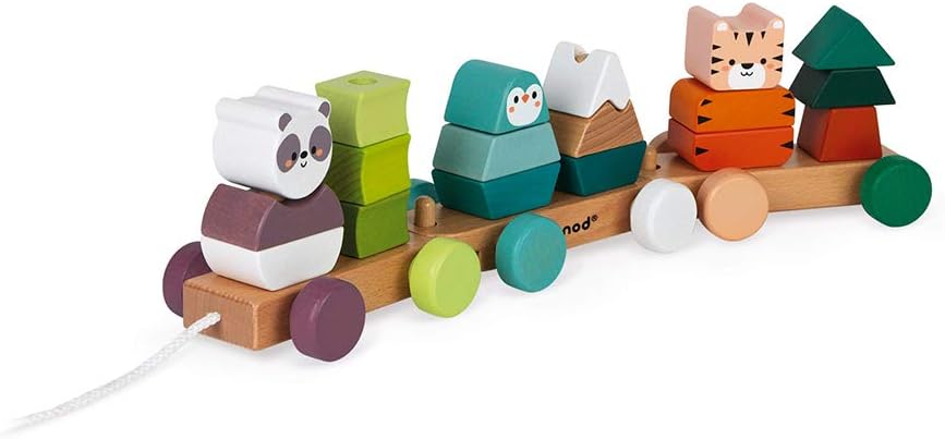 Janod, Wooden Train, La Balade Des Animaux, Wooden Activity Toy, to Develop Fine Motor Skills, Learn COLOR_NAMEs - Image 5