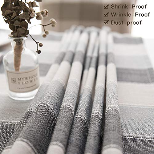 Deep Dream Tablecloths,Dyed Stripe Table Cloth,Cotton Linens Wrinkle Free Anti-Fading,Table Cover Decoration for Kitchen Dinning Party (Rectangle/Oblong, 55''x120'',10-12 Seats, White&Gray)