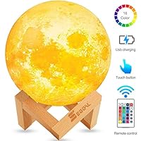 Night Light for Kids Moon Lamp 16 Colors LED 5.9 Inch 3D Print Moon Light with Stand, Touch & Remote Control & USB Rechargeable Baby Light Perfect Birthday Holiday Gift for Lover Friends
