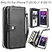 PASONOMI iPhone 8 Case, iPhone 7 Zipper Wallet Case, PU Leather Protective Shell Detachable Folio Flip Holster Carrying Case with Strap and Card Holder for iPhone 8/7 4.7 inch (Black)