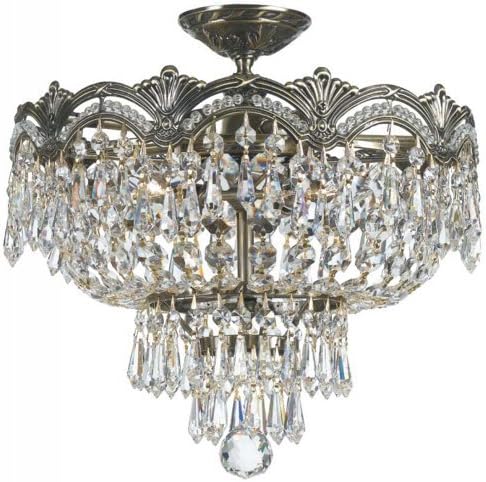 Crystorama Lighting 1483-HB-CL-S Flush Mount with Swarovski Elements Crystals, Historic Brass by Crystorama Lighting
