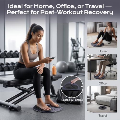 EMS Foot Massager for Pain Relief and Circulation,Foot Circulation Machine for Muscle Relaxation,10 Modes & 20 Intensity Levels, Detachable Easy-Clean Foot Massage Mat for Daily Relaxation at Home