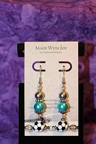 Pick your Major League Soccer team color dangly earrings, Silver Earrings, Nickel Free Fish Hook Earrings, Clear Safety Backs