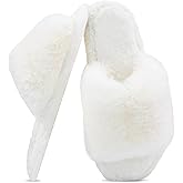 ZOORON Women's Fuzzy Slippers with Memory Foam Comfy Faux Fur Anti-Skid Sole Slippers for Women Bedroom House Open Toe