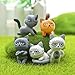 Kalolary 6Pcs/Set Cute Unhappy Cat Doll Statue DIY Mini Cartoon Figure Fairy Garden gnome Home Décor Accessorie, Baby Room Decoration Kids Gifts