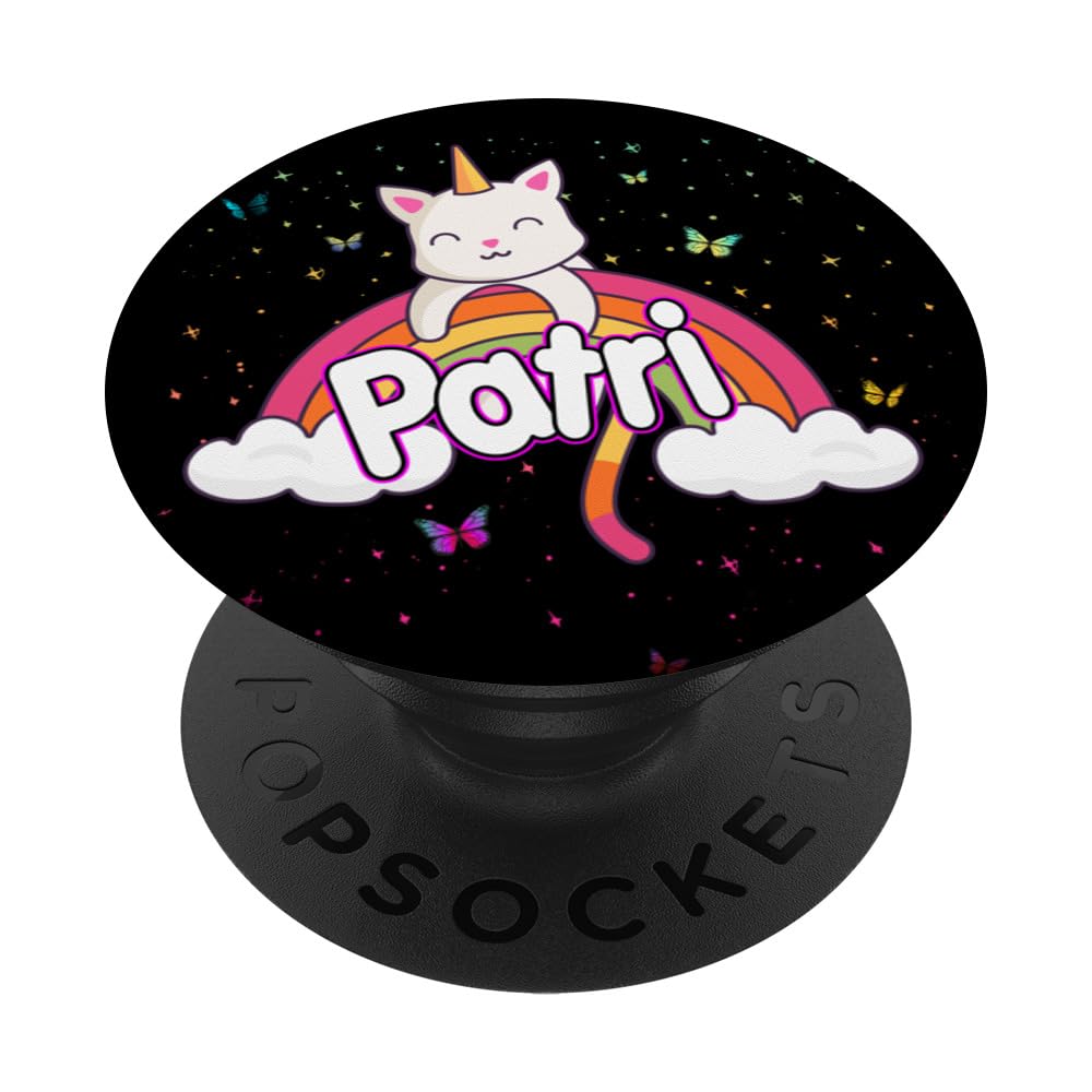 PATRI - Adorable girl name with beautiful Caticorn PopSockets Swappable PopGrip