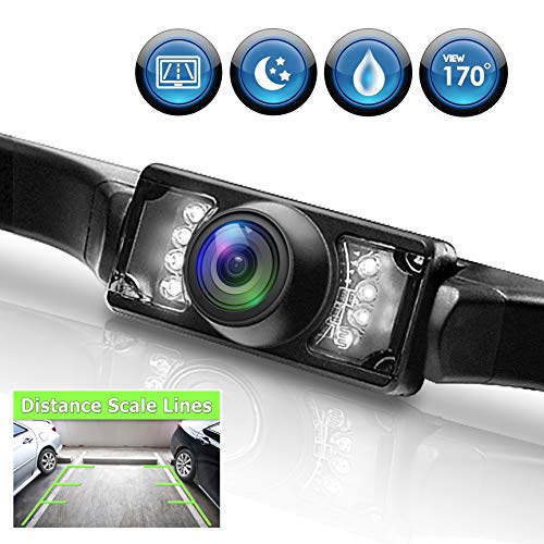 License Plate Rear View Camera - Built-in Distance Scale Lines Backup Parking/Reverse Assist Marine Grade Waterproof Adjustable Slim Bar Cam Night Vision LEDs w/ 420 TVL Resolution - Pyle PLCM10