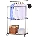 Ollieroo Stainless Steel Garment Rack Adjustable Telescopic Rolling Clothing Rack (Double Rail)