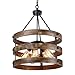 Anmytek Farmhouse Rustic Wood Chandelier Light, 5 Lights Pendant Lamp Retro Vintage Hanging Lighting Fixture, C0014