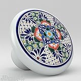 Talavera Style Blue Flower Ceramic Knobs Pulls Kitchen Drawer Cabinet Vanity 261