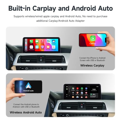 VIBEX 10.25 Inch Car Radio Carplay Wireless & Android Wireless Car Radio for BMW 3 4 Series F30/F31/F32/F33//F34/F36 2012-2016 with NBT System, Touchscreen Stereo Receiver with AirPlay Link, Siri