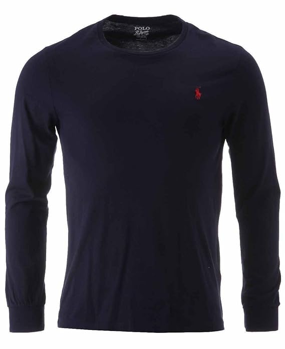 Men's Ralph Lauren Custom Fit Long Sleeve Crew Neck(Large, Navy