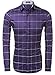 Coofandy Men's Fashion Long Sleeve Plaid Button Down Casual Shirt, Large, Purple