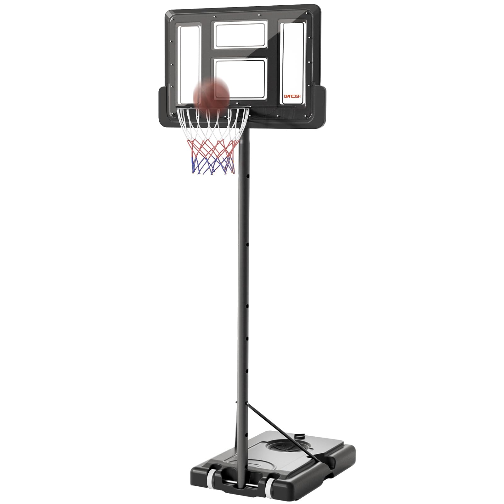 Photo 1 of DRINCOSH Basketball Hoop, Portable Basketball Hoop Outdoor, Adjustable Height 4.3-10ft Basketball Goal, 44In Backboard Outdoor Basketball Hoops Goal System