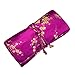Red Blossom Jewelry Roll Clutch Large - Silk Brocade (Cherry Blsm Fuchsia)