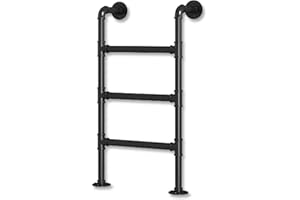 XXHOFTPJZ 3FT Window Well Egress Ladder, High Loft Attic Bed Step Ladders, Wall Mounted Metal Bunk Bed Ladder, for Attic Loft/Dorm/RV Deck/High Bed/Outside/Apartments, Loads 330lbs (Black, 3 Steps(37.0in))