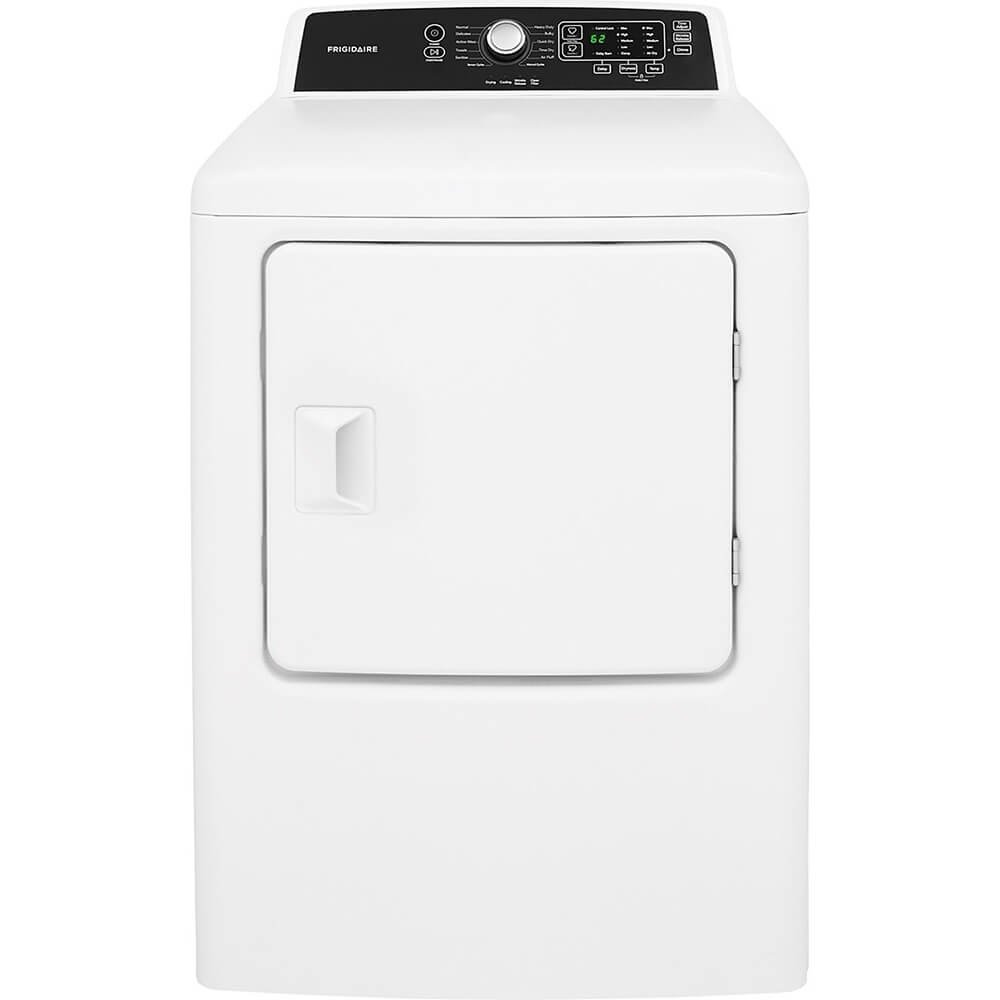 Frigidaire FFRE4120SW 30 Inch Electric Dryer with 6.7 cu. ft. Capacity, 10 Dry Cycles, 5 Temperature Settings, Delay Start, DrySense in White