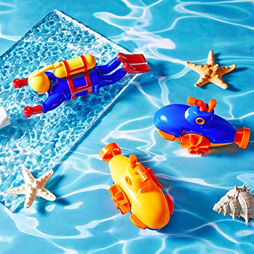 4 Pieces Diver Toys Set Swimming Windup Bathtub Toys for Kids Floating Submarine Toys Fun Wind