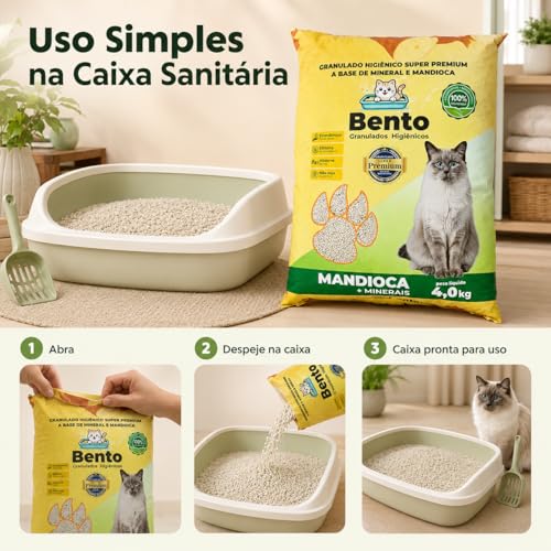 Areia Higiênica Granulado Para Gatos 4kg Mandioca + Minerais Super Premium Controle De Odores Alta Absorção Econômica Biodegradável Não Suja Patinhas Rende Mais Banheiro Sanitário Pet Premium Gato