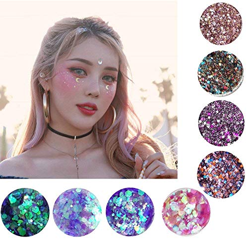 image for Yitla Body Glitter,8 Colors Holographic Chunky Glitter Festival Glitte