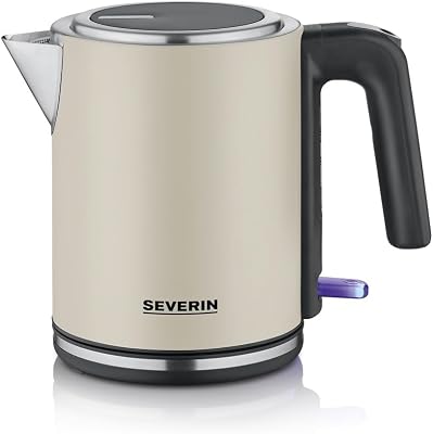 Chaleira elétrica, 1 L, filtro anticalcário removível, abertura XXL, indicador de luz, base de 360°, fervura rápida, 2400 W, indicador de nível de água, aço inoxidável, bege empoeirado, WK 9577