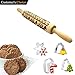 Embossing rolling pin Christmas Wooden embossing rolling pin with Christmas Symbols Cookie Cutter Used by Bakers Cooks for Pasta Cookie Dough Pastry Bakery Pizza Fondant Chapati