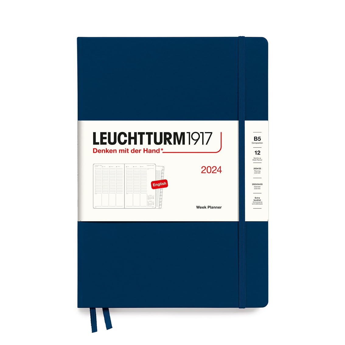 LEUCHTTURM1917 367848 Weekly Planner Composition (B5) 2024, 12 Months, Navy, English