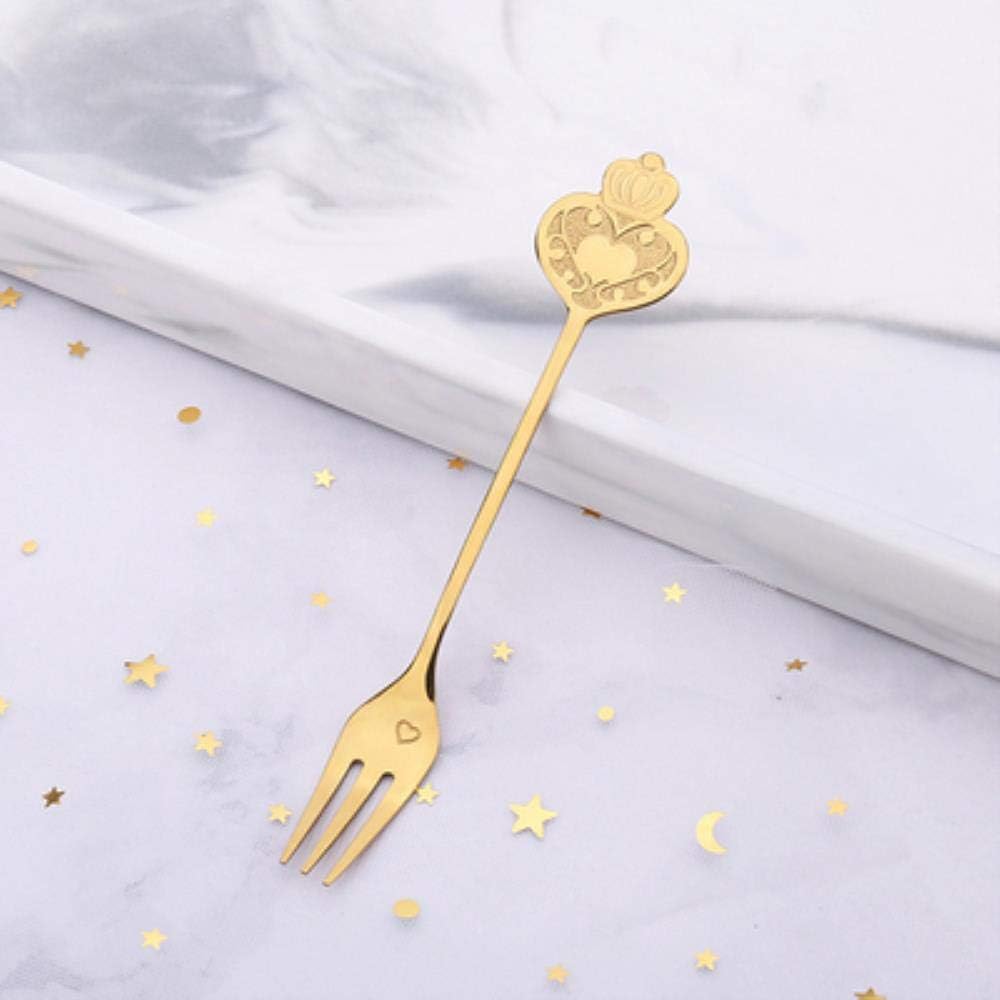 Z Min European Crown Shape Gold Coffee Spoon Fork Set Stainless Steel Mini Small Tea Spoons Forks Gift For Party Tableware 1lot 5pcs Amazon Co Uk Kitchen Home
