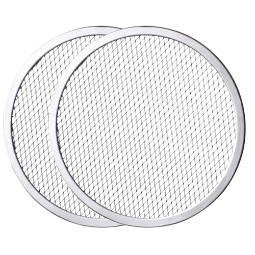 Xoeryoy Pizza Screen 2Pcs 13in Pizza Tray for Oven Round Pan with Holes Non-Stick Smooth Food Grade Aluminium Alloy Pans for Home Re