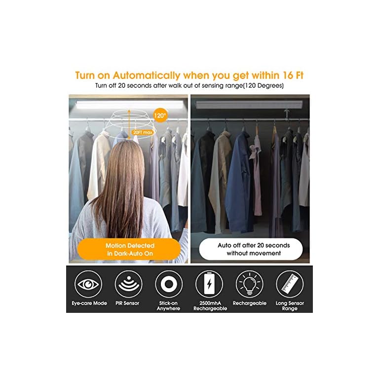 Schrankleuchten mit Bewegungsmelder 78 LED USB Wiederaufladbar