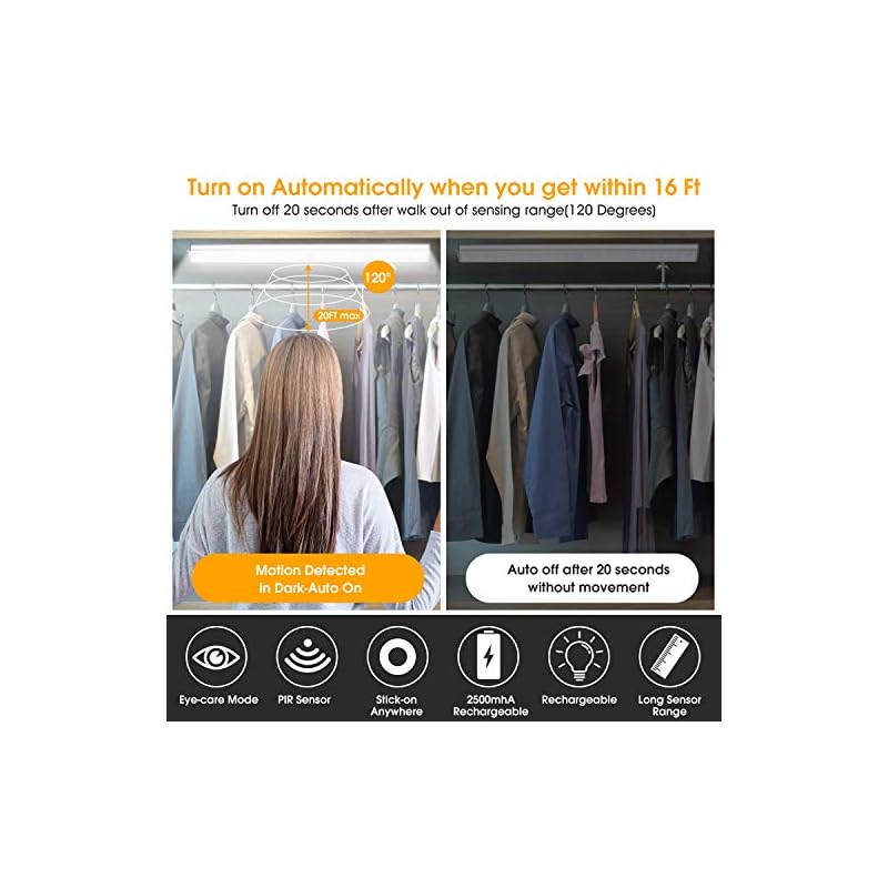 Schrankleuchten mit Bewegungsmelder 78 LED USB Wiederaufladbar