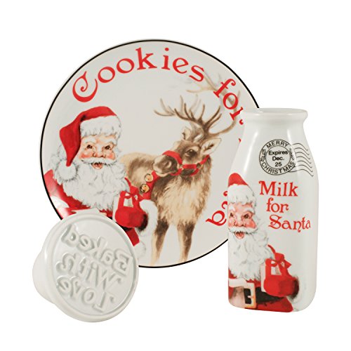 Fitz & Floyd 3 Piece Letters to Santa Collection Milk & Cookie Press, Red/White - Thumbnail 6
