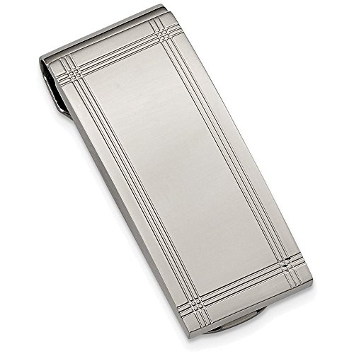 Chisel Stainless Steel Polished and Grooved Money Clip