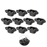 uxcell 10 Pcs Black 3 Terminals IEC320 C14 Inlet Power Socket AC 250V 10A