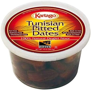 Pitted Dates - All Natural, Fat Free Deglet Noor Pitted Tunisian Dates from Kartago - 2-Pack, 10 Ounce