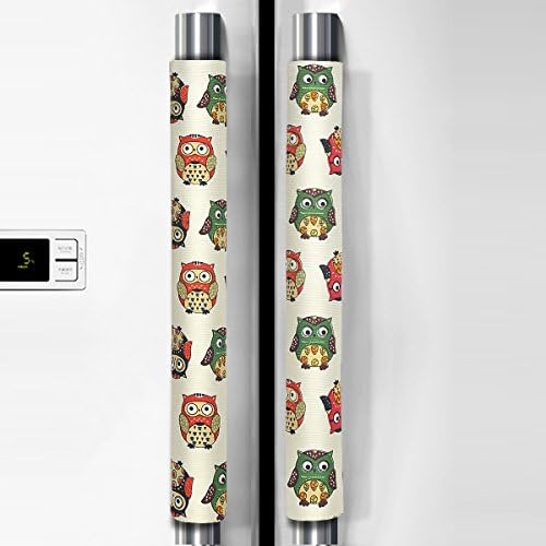 OUGAR8 Refrigerator Door Handle Covers Handmade Decor Protector for Ovens, Dishwashers.Keep Your Kitchen Appliance Clean From Smudges, Food Stains (Color Owl, 14.5" 4")