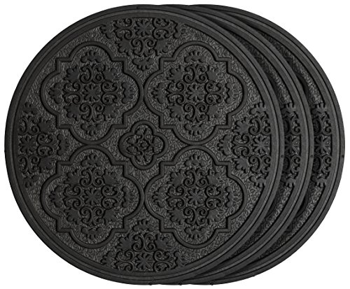 HF by LT Rubber Medallion Garden Stepping Stone, 11-3/4 inches, Black, Set of 3 - Thumbnail 5