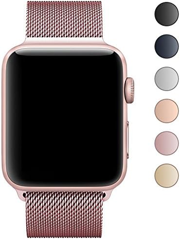Fening for Apple Watch Band 42mm, Milanese Loop Stainless Steel Mesh For Band with Magnetic Lock for Apple Watch Series 3 Series 2 Series 1 Edition - Rose Gold