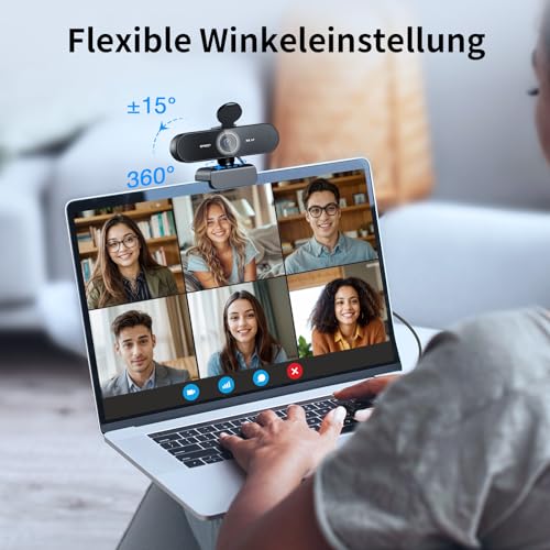 EMEET Nova 4K Webcam 4K Webcam with 2 Noise Cancelling Microphones, Ultra HD Webcam with 73° Wide Angle and Lens Cover, PDAF Autofocus, Web Cam for Mac, Laptop, Zoom, Teams