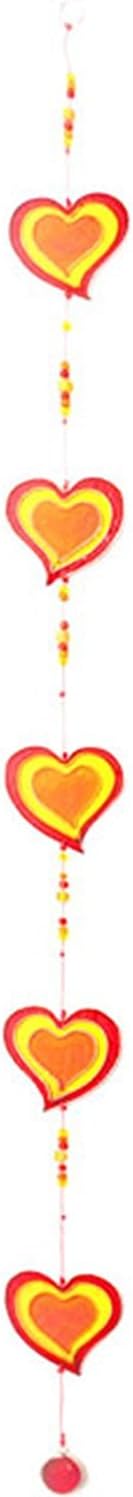 String of Hearts Hanging Suncatcher Multi-colour Home and Garden Ornament (Red/Yellow), Yellow,red
