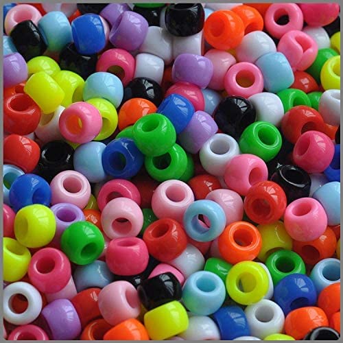 Bala&Fillic Pony Beads Size 6X9mm 1000pcs Crayon Multi Colors Mixed in Bag, Craft Pony Beads for Making Bracelets