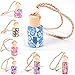 CosCosX 6Pcs Car Perfume Bottle Empty Refillable Fragrance Aroma Oil Container Holder Floral Art Printed Hanging Ornament Car Air Freshener Purifier Perfume Diffuser,Car Interior Decoration