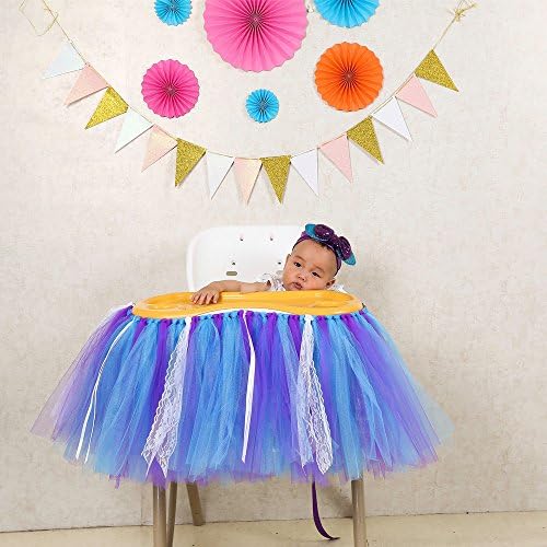 1st Birthday Girl Baby Tutu for High Chair Decoration (dark blue)
