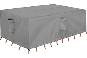 OutdoorLines Outdoor Waterproof Patio Table Furniture Set Covers - Rectangle Couch Sectional Cover Outside Weatherproof Patio Furniture Covering for Deck, Lawn and Backyard 126"L x 63"W x 28"H, Grey