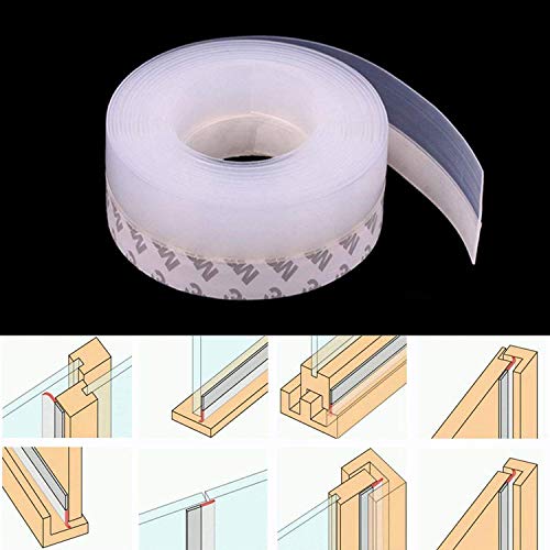 GreatBBA 45mm Translucent Self-Adhesive Silicone Rubber Weatherproof Sealing Sticker Strip, Door Bottom Draft Stoppers, Window Draught Excluder (45mm)