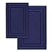Superior Non-Slip 2 Piece Bath Rug Set, Ultra Plush, Soft, and Absorbent 100% Combed Cotton Pile - Traditional Oval Bath Mat Set, Navy Blue