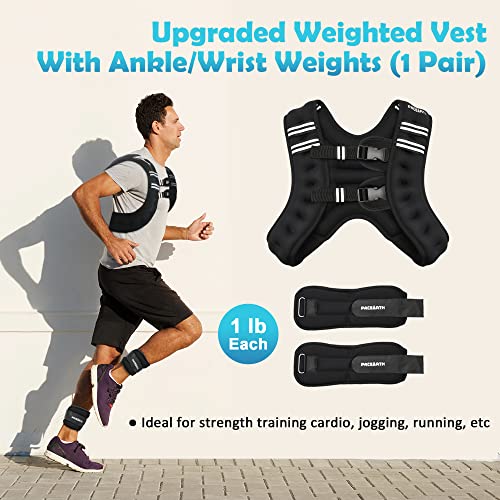 PACEARTH Weighted Vest with Ankle/Wrist Weights 6lbs30lbs Body Weight