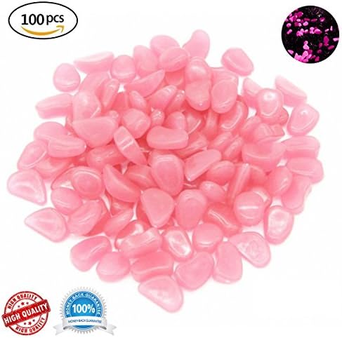 OLD WOOD Glowing Stones,Exudes Beautiful Light Garden Pebbles, The Most Bright Outdoor Garden Glowing Pebbles, Perfect for Fish Tank, Aquarium Driveway and Walkways Decor Pink