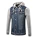 David.Ann Men's Casual Denim Patchwork Hooded Jacket